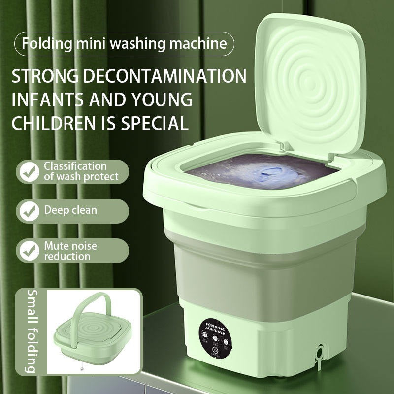 Folding Portable Washing Machine for Clothes Cleaning Washer for Socks Underwear Mini Washing Machine with Drain Basket