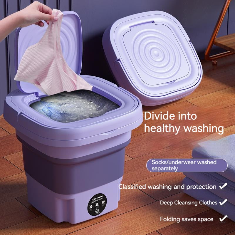 Folding Portable Washing Machine for Clothes Cleaning Washer for Socks Underwear Mini Washing Machine with Drain Basket