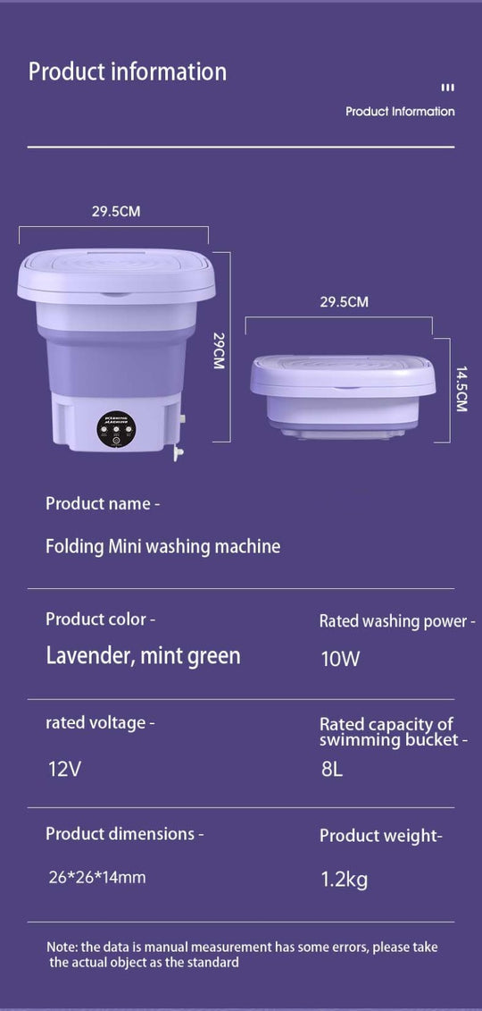 Folding Portable Washing Machine for Clothes Cleaning Washer for Socks Underwear Mini Washing Machine with Drain Basket