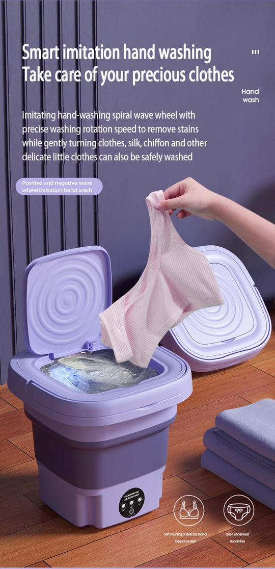 Folding Portable Washing Machine for Clothes Cleaning Washer for Socks Underwear Mini Washing Machine with Drain Basket