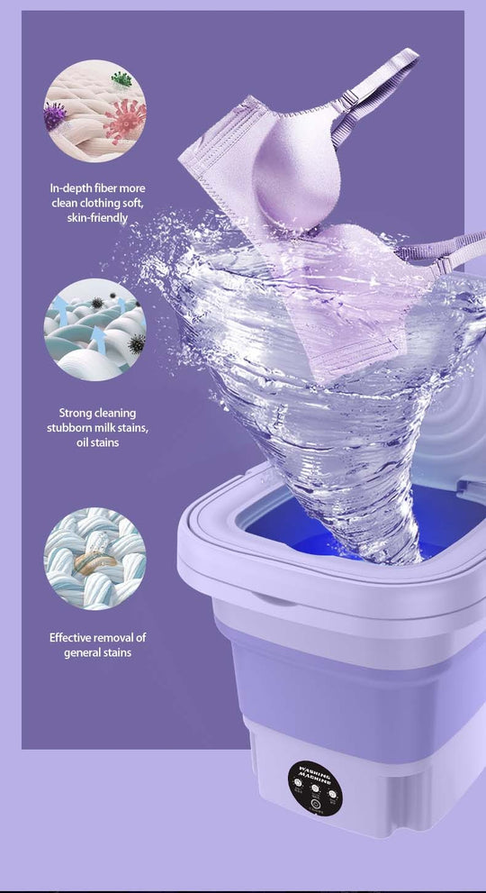 Folding Portable Washing Machine for Clothes Cleaning Washer for Socks Underwear Mini Washing Machine with Drain Basket