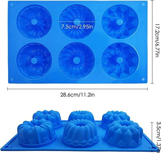 Silicone Bundt Cake Molds, Doughnut Maker Silicone Baking Tray Cupcake Muffin Molds Mini Cake Pan(Bulk 3 Sets)