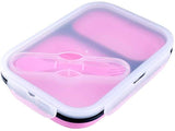 Two Compartments and Utensil Food Fridge Storage Box Food Grade Containers Collapsible Lunch Box- Silicone Food Storage Box