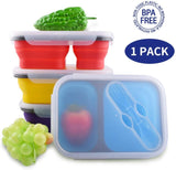Two Compartments and Utensil Food Fridge Storage Box Food Grade Containers Collapsible Lunch Box- Silicone Food Storage Box(10 Pack)