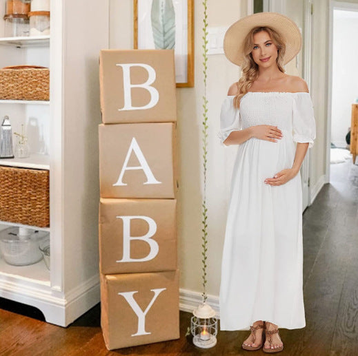 Perfect for Photshoot Maternity Baby Shower Photoshoot Dress Off Shoulder Maxi Pregnant Women