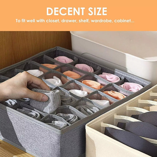 Wardrobe Socks Bra Underwear Organizer 24 Blocks(Bulk 3 Sets)