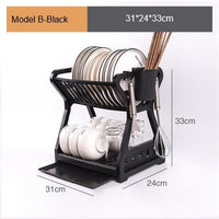 Double Layer Kitchen Dishes Storage Drain Rack Household Plastic Dishes Storage Holder Plate Bowl Spoon Rack