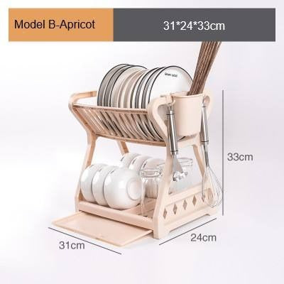 Double Layer Kitchen Dishes Storage Drain Rack Household Plastic Dishes Storage Holder Plate Bowl Spoon Rack