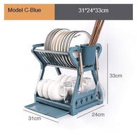 Double Layer Kitchen Dishes Storage Drain Rack Household Plastic Dishes Storage Holder Plate Bowl Spoon Rack