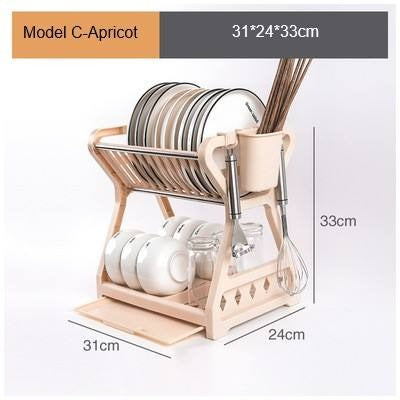 Double Layer Kitchen Dishes Storage Drain Rack Household Plastic Dishes Storage Holder Plate Bowl Spoon Rack