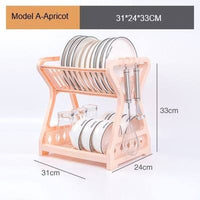 Double Layer Kitchen Dishes Storage Drain Rack Household Plastic Dishes Storage Holder Plate Bowl Spoon Rack(Bulk 3 Sets)