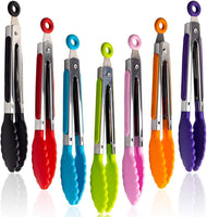 Stainless Steel 7 Inch  Silicone Party mini Tong Utensils for personal servings
