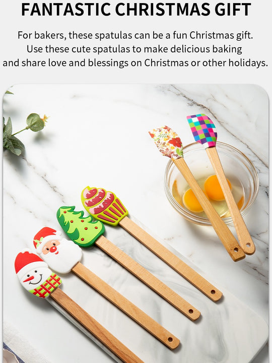 Premium quality Highly Heat Resistance Non-Stick Silicone Baking Spatula Set with wood handle