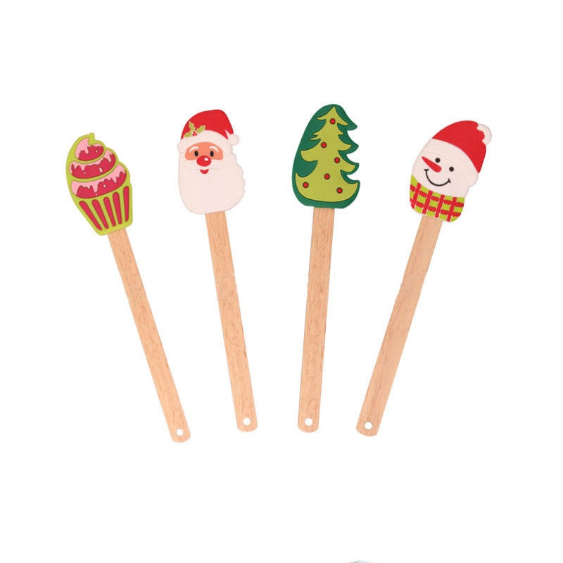 Premium quality Highly Heat Resistance Non-Stick Silicone Baking Spatula Set with wood handle