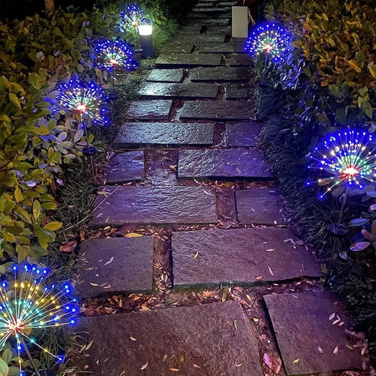 Decorative Fairy Lights With Stake Solar Firework Light Outdoor(Bulk 3 Sets)