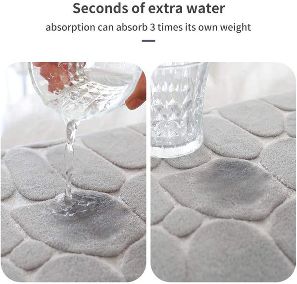 Cobblestone Embossed Bathroom Bath Mat Living Super Absorbent Floor Mat  Memory Foam Embossed Soft Stone Bathroom Non-slip Carpet