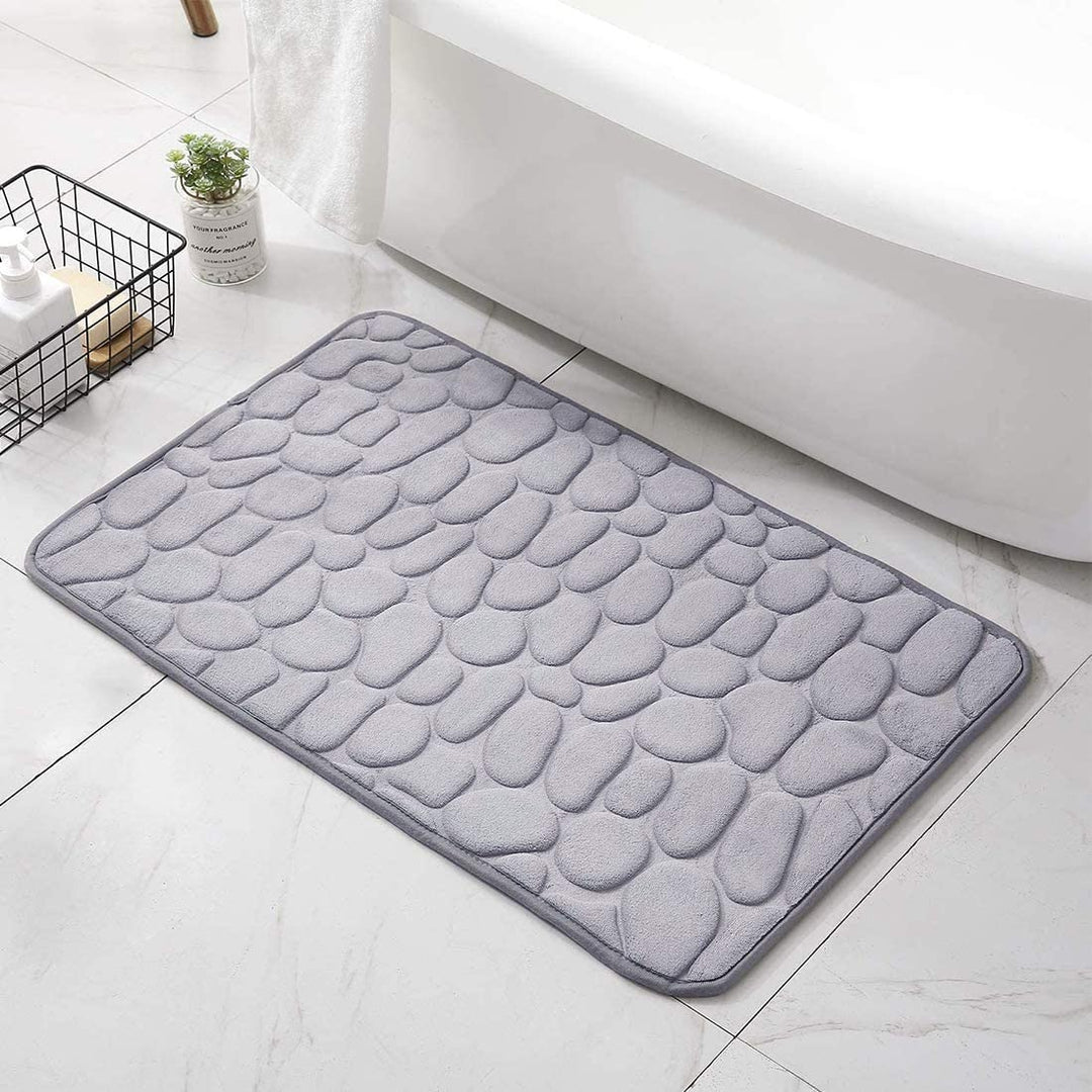 Upholstery Washable Bath Rugs Cobblestone Embossed Bathroom Bath Mat Memory Foam Pad