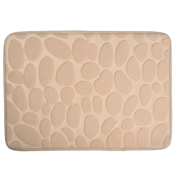Vigor Upholstery Washable Bath Rugs Cobblestone Embossed Bathroom Bath Mat Memory Foam Pad - Bulk 3 Sets - 3 Pack