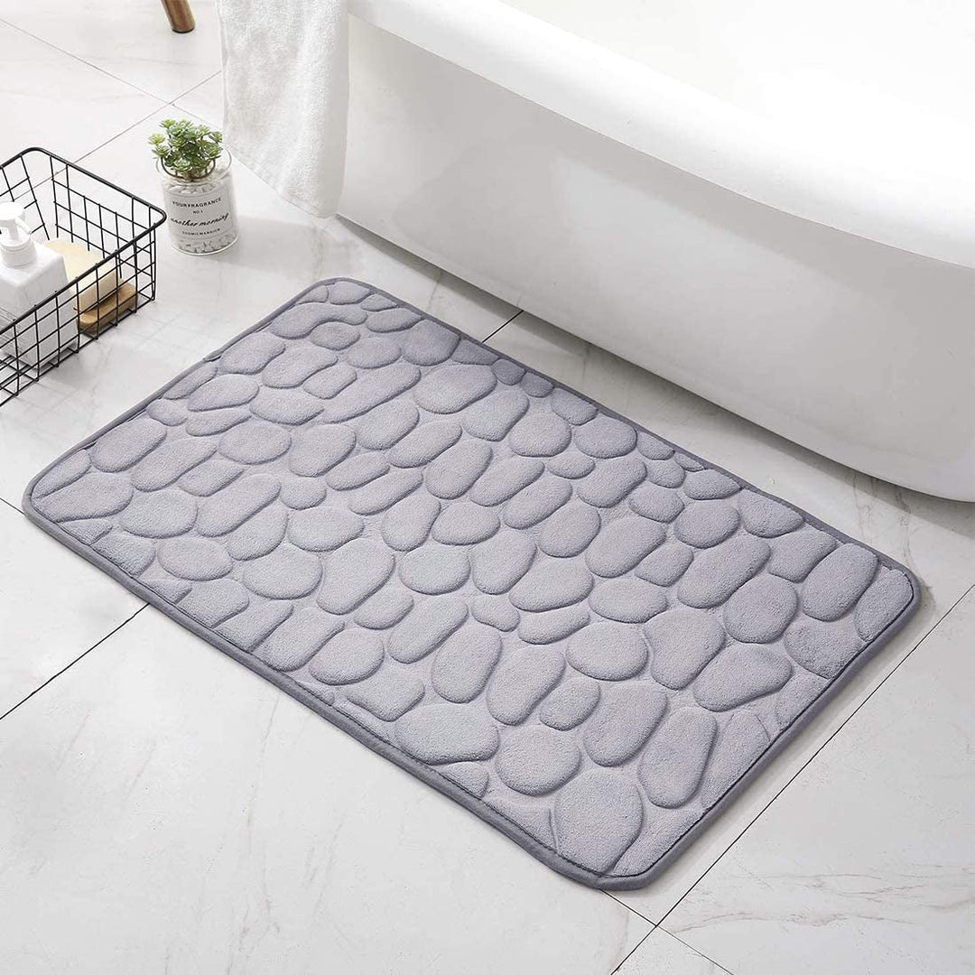 Upholstery Washable Bath Rugs Cobblestone Embossed Bathroom Bath Mat Memory Foam Pad (10 Pack)