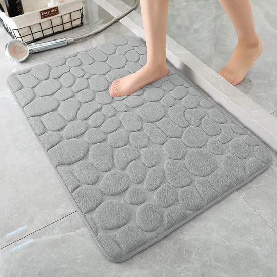 Upholstery Washable Bath Rugs Cobblestone Embossed Bathroom Bath Mat Memory Foam Pad