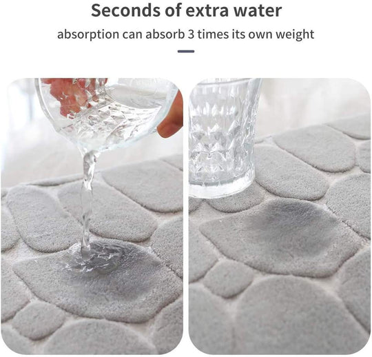 Upholstery Washable Bath Rugs Cobblestone Embossed Bathroom Bath Mat Memory Foam Pad