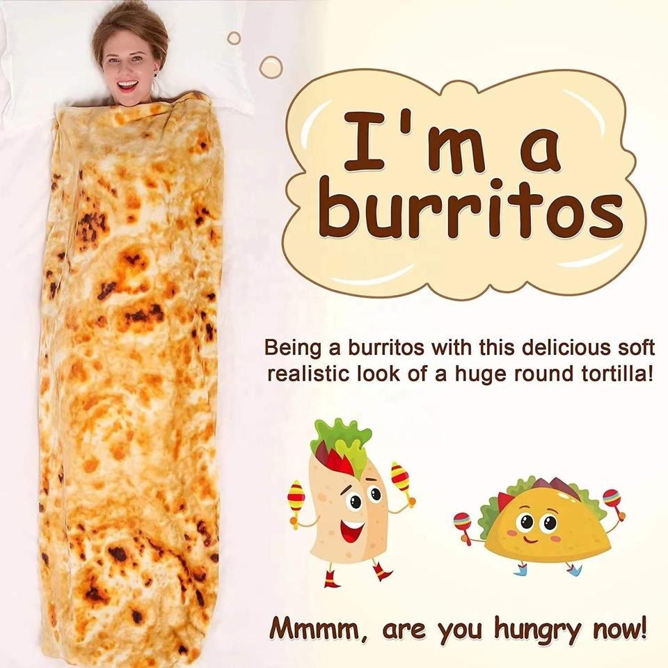 Ideal Gift Tortilla blanket soft burrito flannel fleece throw blanket