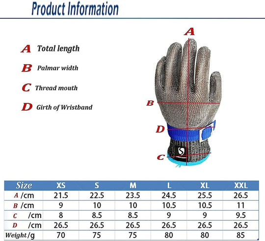 Professional Grade Strong Anti-Rust Butcher Kitchen Cut-Proof Protective Gloves