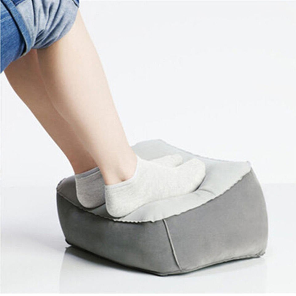 Travel Soft Flocking Adults Inflatable Foot Rest Pillow