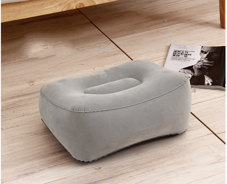 Travel Soft Flocking Adults Inflatable Foot Rest Pillow