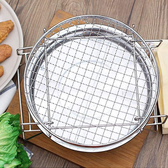 Stainless Steel Portable Round Mini Charcoal Barbeque Grills Outdoor Camping Wood Stove BBQ Grill Rack