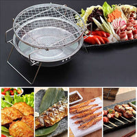 Stainless Steel Portable Round Mini Charcoal Barbeque Grills Outdoor Camping Wood Stove BBQ Grill Rack(10 Pack)