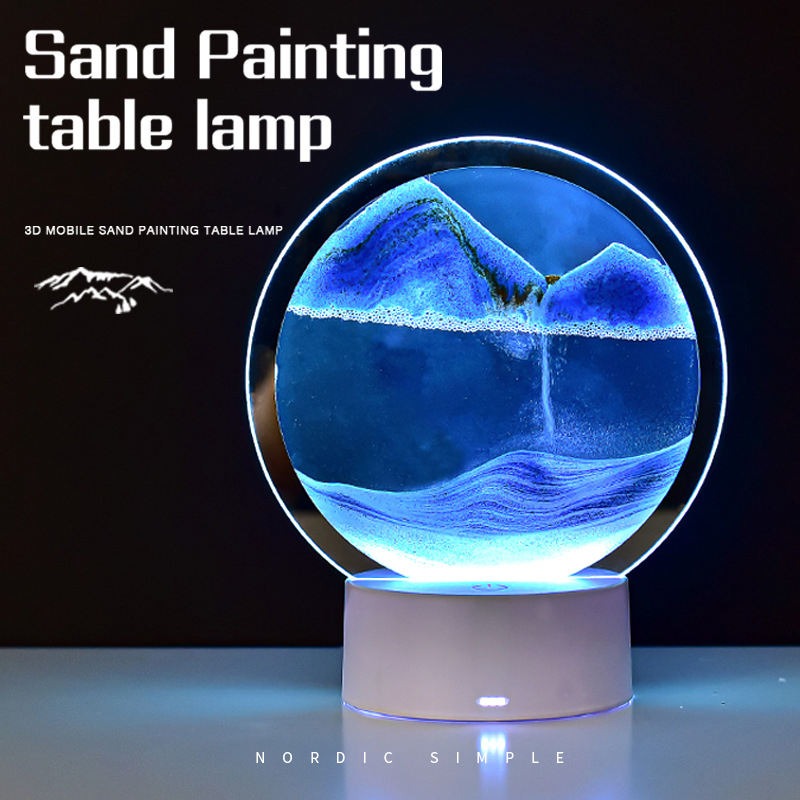 Moving Sand Painting Hourglass Sandscape 3D Led Table Lamp In Motion Lamp Decor