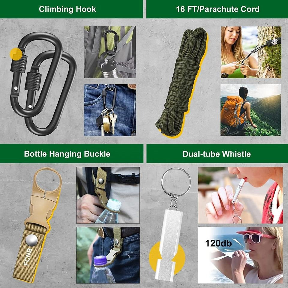 High quality Perfect gift survival gear kit camping accessories 34 in 1 for climbing hiking