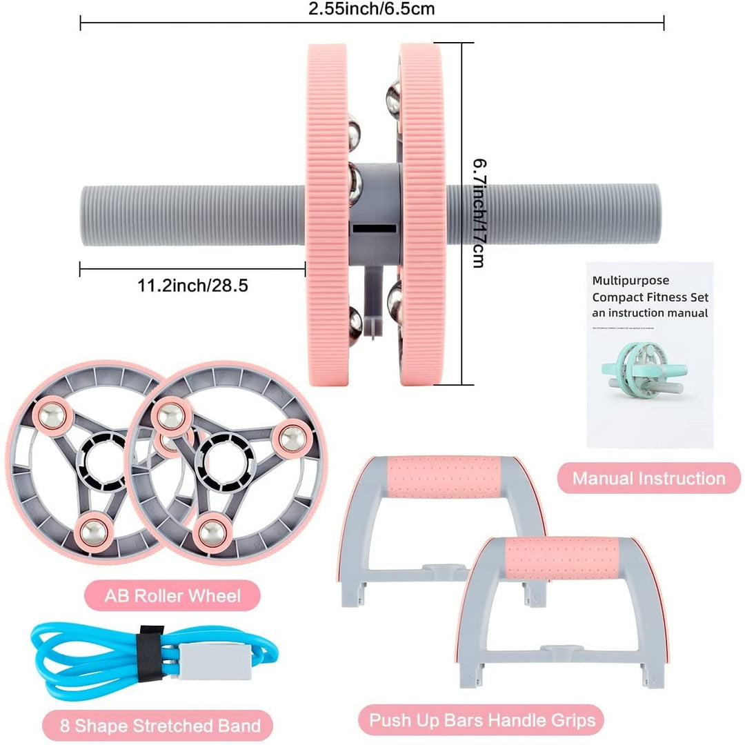 Automatic rebound abdominal roller wheel & Ab Wheel Slide 4 wheel roller with resistance band(Bulk 3 Sets)