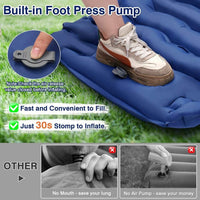 Built-in Camping Sleeping Pad Inflatable Sleeping Mat with Pillow Foot Pump Camping Mat 4 Inch thickenss Waterproof Portable