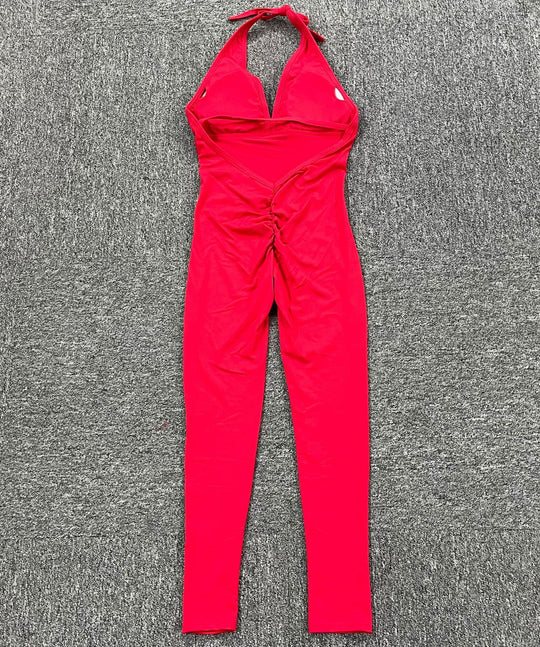 Romper Scrunch Butt Jumpsuit Yoga Deep V-neck Clothing Fitness Backless Gym