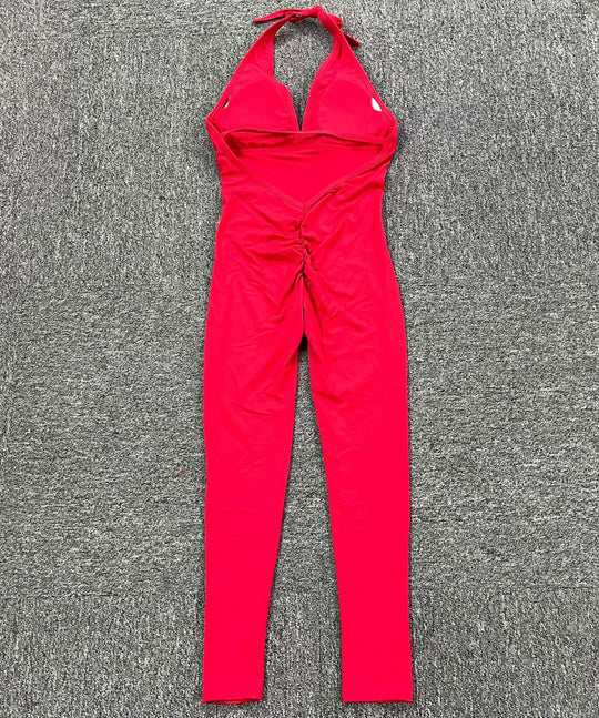 Romper Scrunch Butt Jumpsuit Yoga Deep V-neck Clothing Fitness Backless Gym(Bulk 3 Sets)