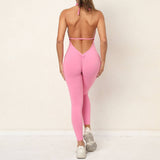 Romper Scrunch Butt Jumpsuit Yoga Deep V-neck Clothing Fitness Backless Gym(Bulk 3 Sets)