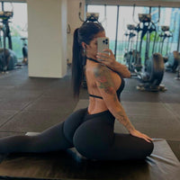 Romper Scrunch Butt Jumpsuit Yoga Deep V-neck Clothing Fitness Backless Gym(Bulk 3 Sets)
