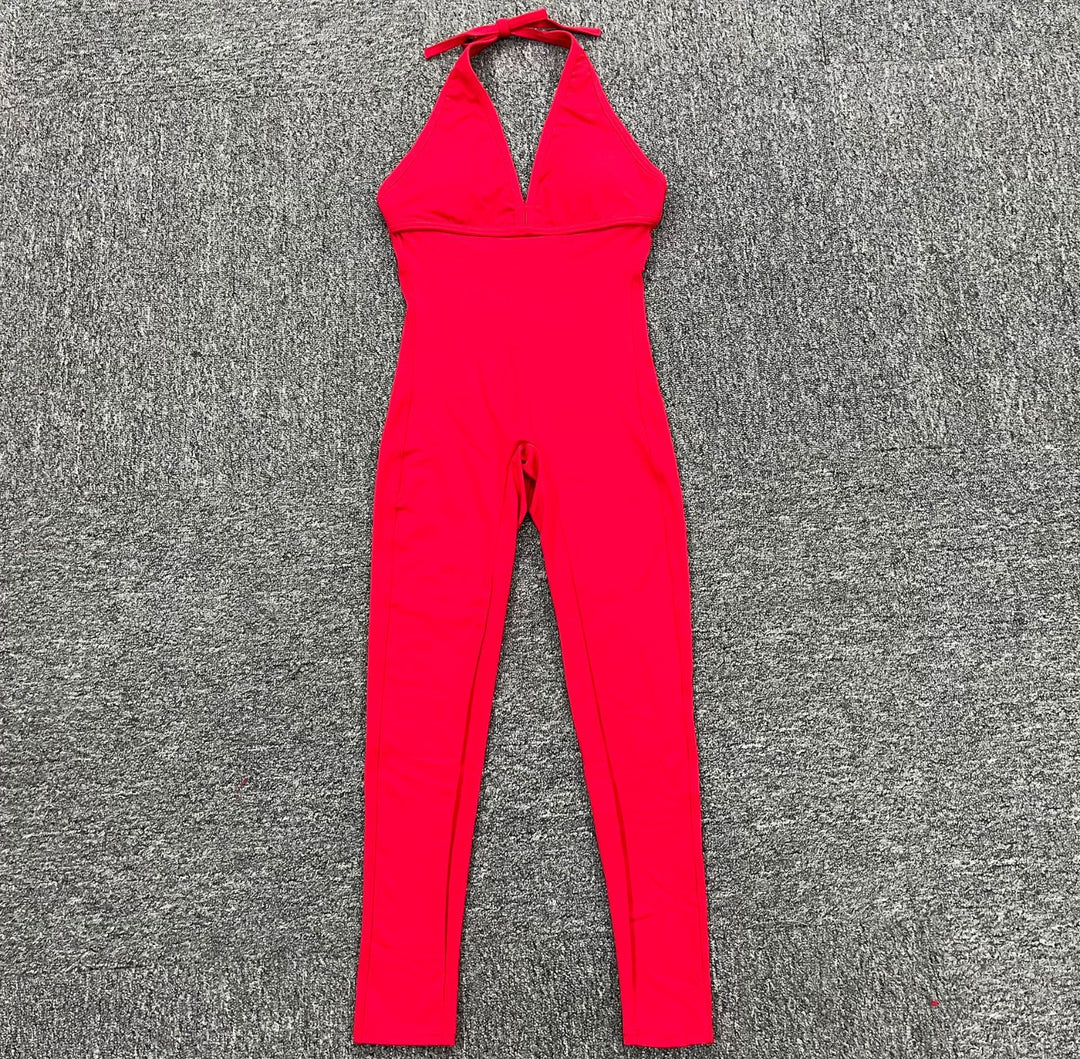 Romper Scrunch Butt Jumpsuit Yoga Deep V-neck Clothing Fitness Backless Gym