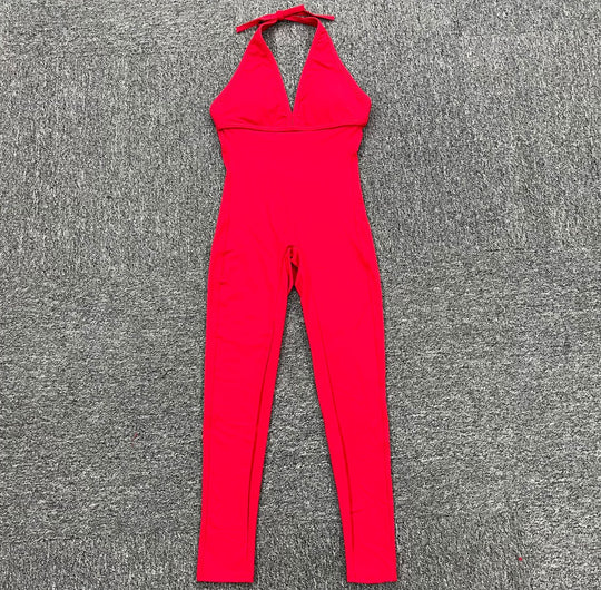 Romper Scrunch Butt Jumpsuit Yoga Deep V-neck Clothing Fitness Backless Gym