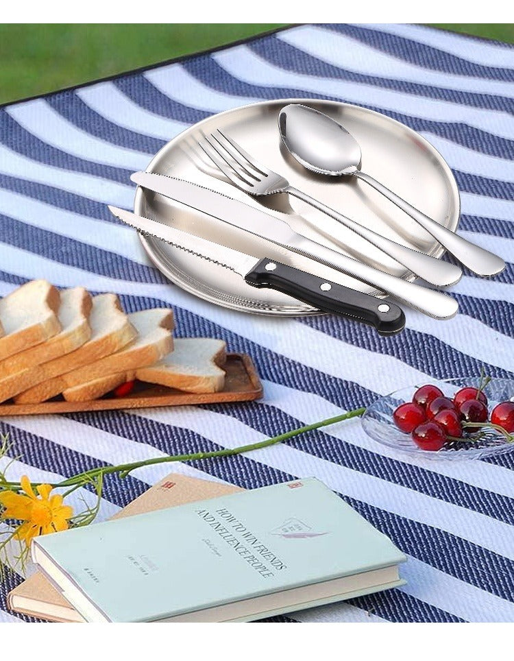 Camping lightweight Stainless Steel Flatware Set Knife Fork Spoon Plate Silverware Dinnerware