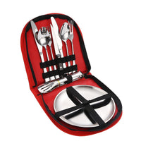Camping lightweight Stainless Steel Flatware Set Knife Fork Spoon Plate Silverware Dinnerware (10 Pack)