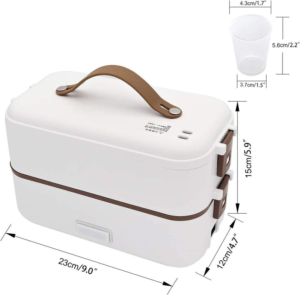 Heated Lunch Box 800 ml Self Cooking Electric Lunch Box, Portable Food Warmer for On-the-Go 2 Layers