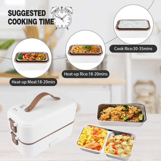 Heated Lunch Box 800 ml Self Cooking Electric Lunch Box, Portable Food Warmer for On-the-Go 2 Layers