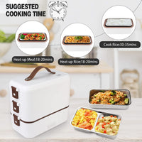 Heated Lunch Box 800 ml Self Cooking Electric Lunch Box, Portable Food Warmer for On-the-Go 2 Layers (Bulk 3 Sets)