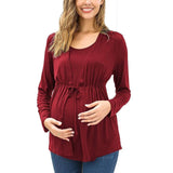 Long Sleeve T-shirt Elegant Double Layer For Breastfeeding Pregnancy Maternity Clothes For Mom