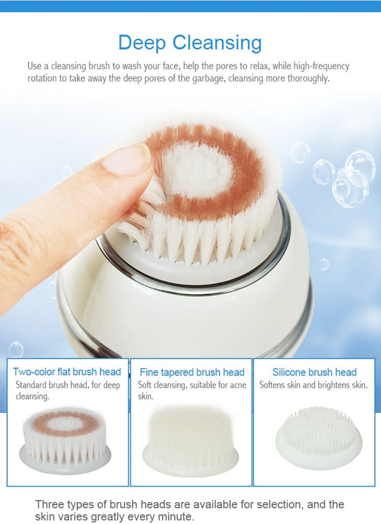 Electric Rechargeable Sonic Scrubber Silicone Facial Cleansing Brush For Face Cleaning Skin Pore Shrinking