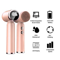 Rotating Waterproof Facial Cleansing Spin Roller Sonic Massager Cleaner Brush Silicone Electric Face Brush Cleanser