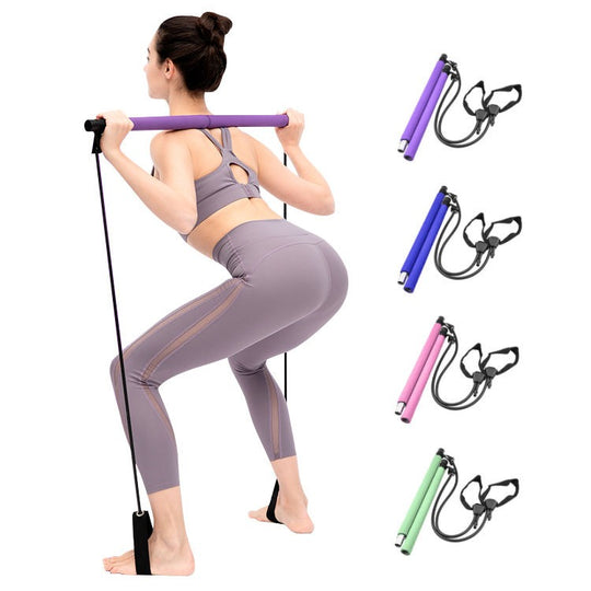 Indoor Exercise Portable Multi functional Yoga Stick Pilates Bar Kit with Resistance Band